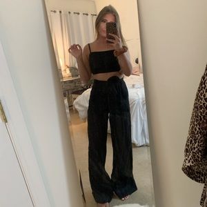 Sheer black flowy pants